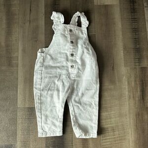 Seed Heritage Baby White Denim Overalls – Size 12–18 Months